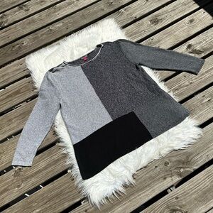 Vince Camuto Women's Colorblock Tunic Sweater Black Gray White Size XLarge